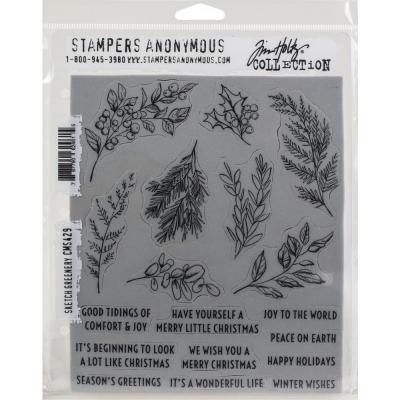 Stampers Anonymous Tim Holtz Cling Stamps - Sketch Greenery